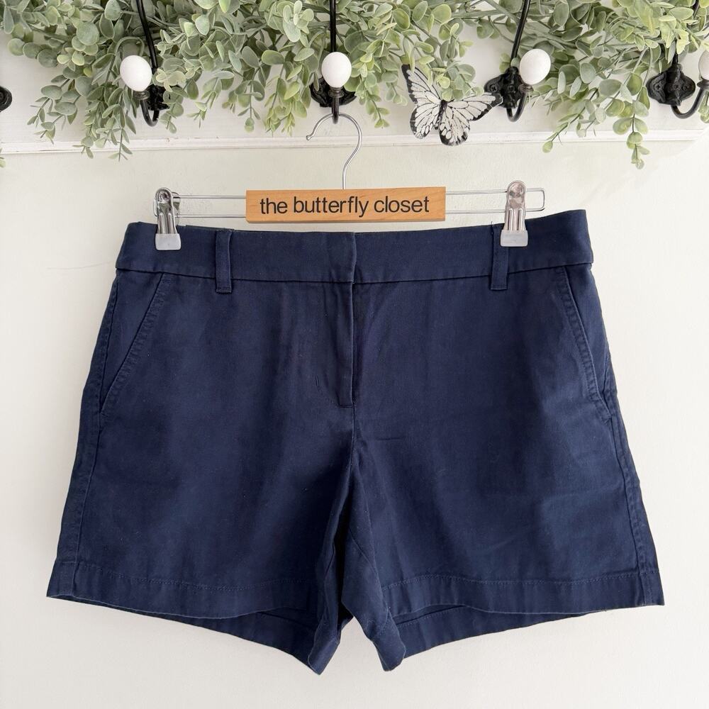 New Women’s J. Crew Navy 5” Chino Shorts Size 8 ab